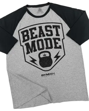 007. RAGLAN Beast Mode Workout Funny Gym T-Shirt  for Men