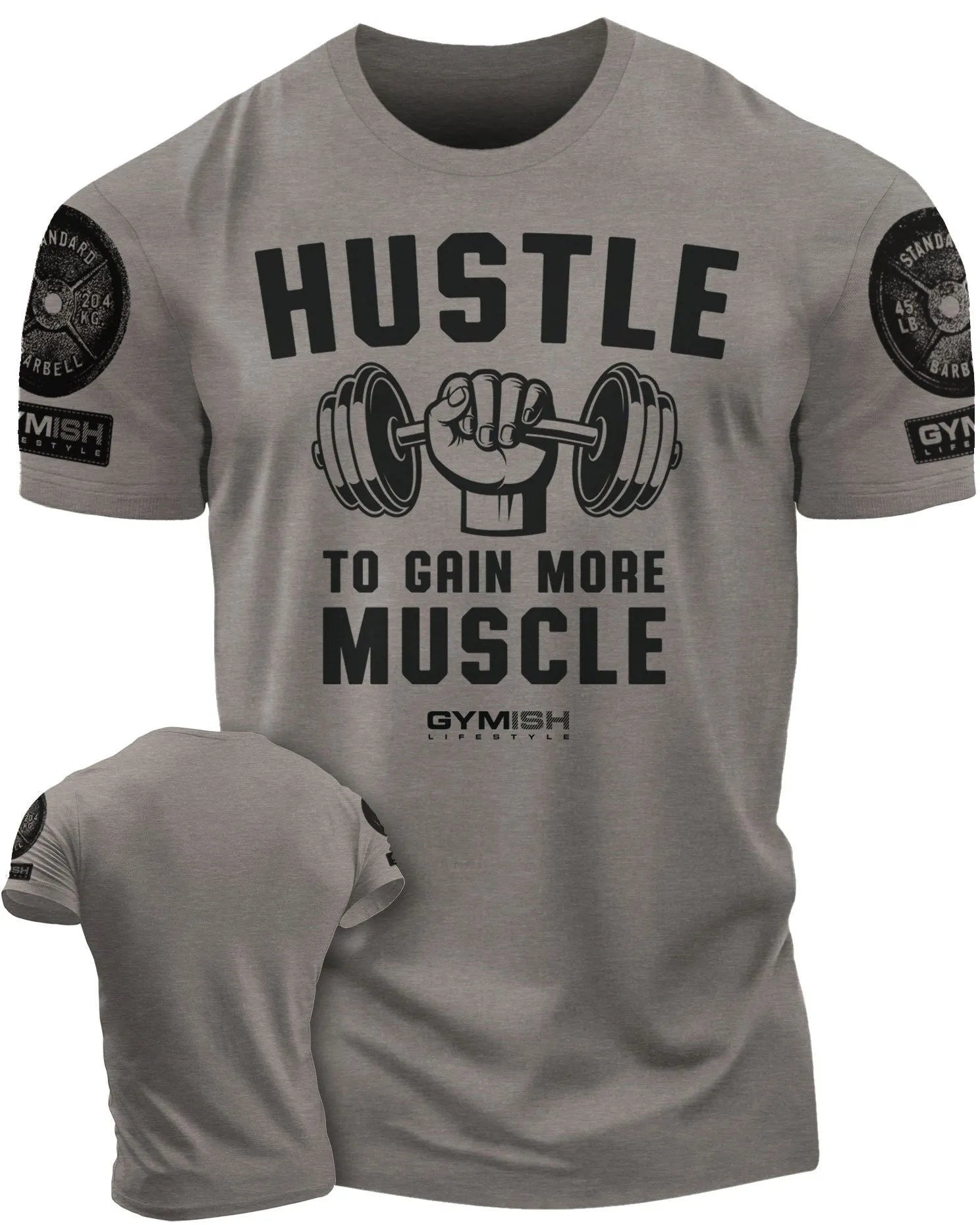 011. Hustle to Gain More Muscle Funny Motivational Workout Gym T-Shirt for Men