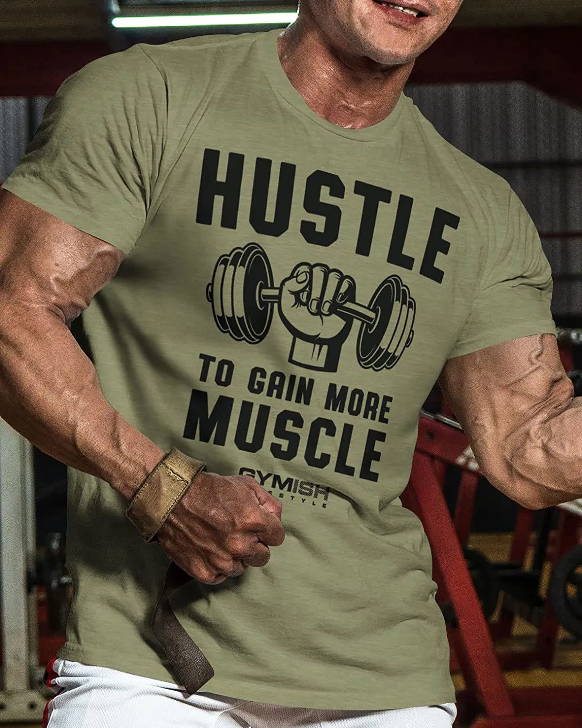 011. Hustle to Gain More Muscle Funny Motivational Workout Gym T-Shirt for Men