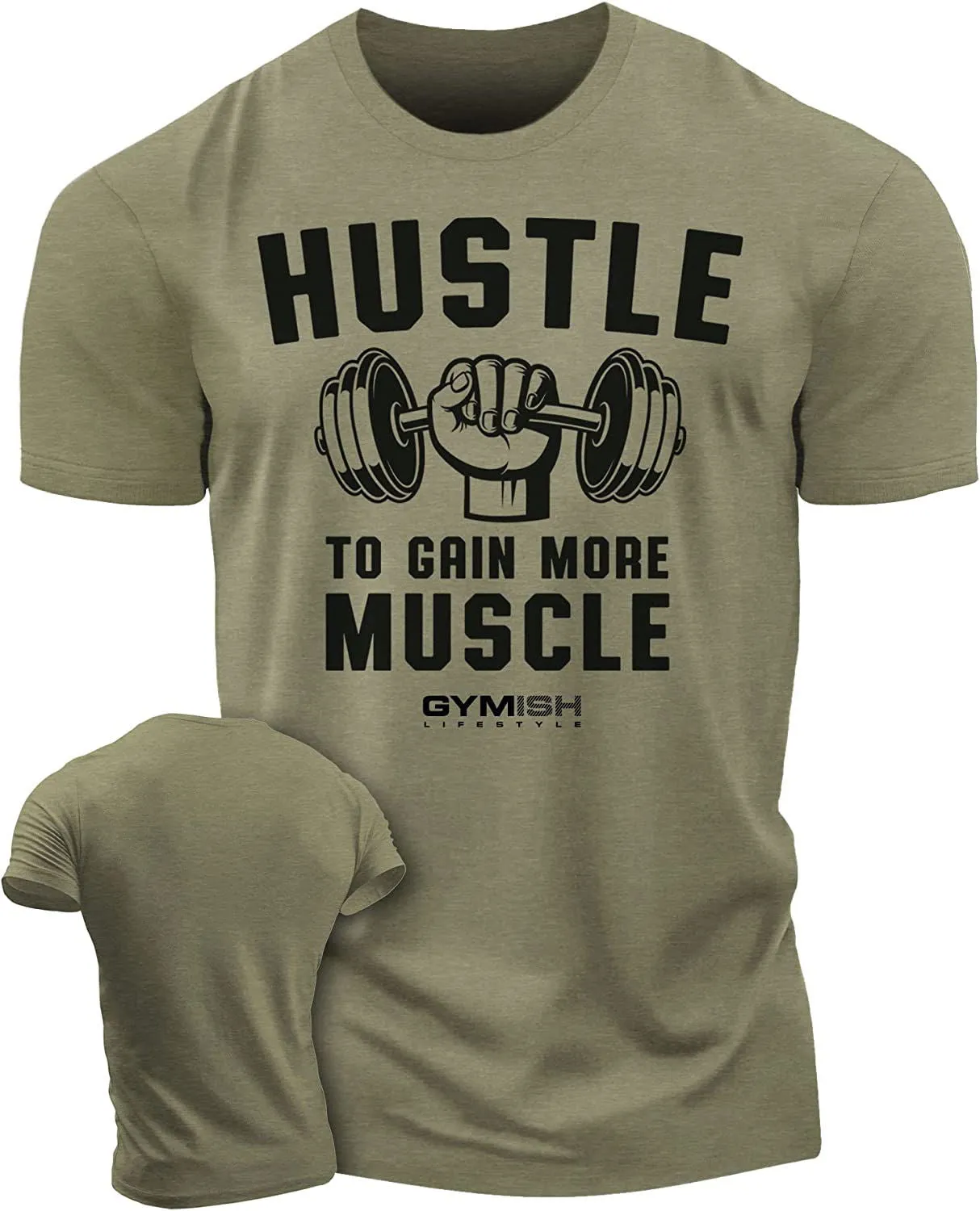 011. Hustle to Gain More Muscle Funny Motivational Workout Gym T-Shirt for Men