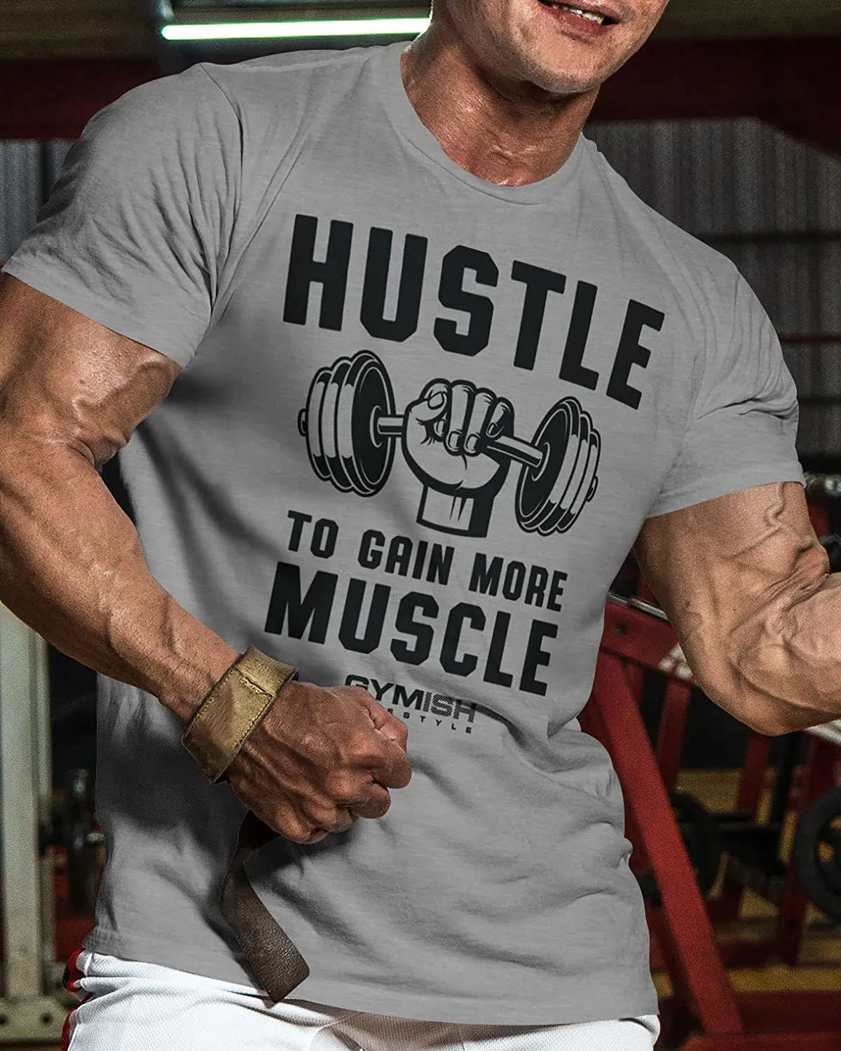 011. Hustle to Gain More Muscle Funny Motivational Workout Gym T-Shirt for Men