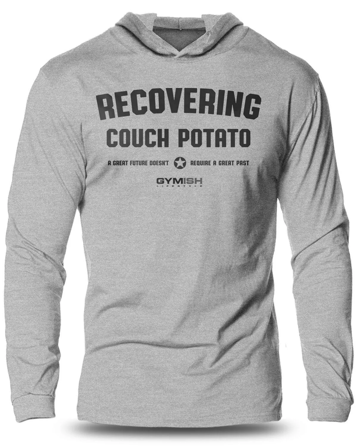 030. Recovering Couch Potato Lightweight Long Sleeve Hooded T-shirt for Men