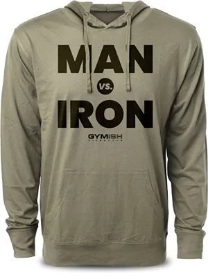 042. Man vs Iron Funny Workout Hoodie for Men