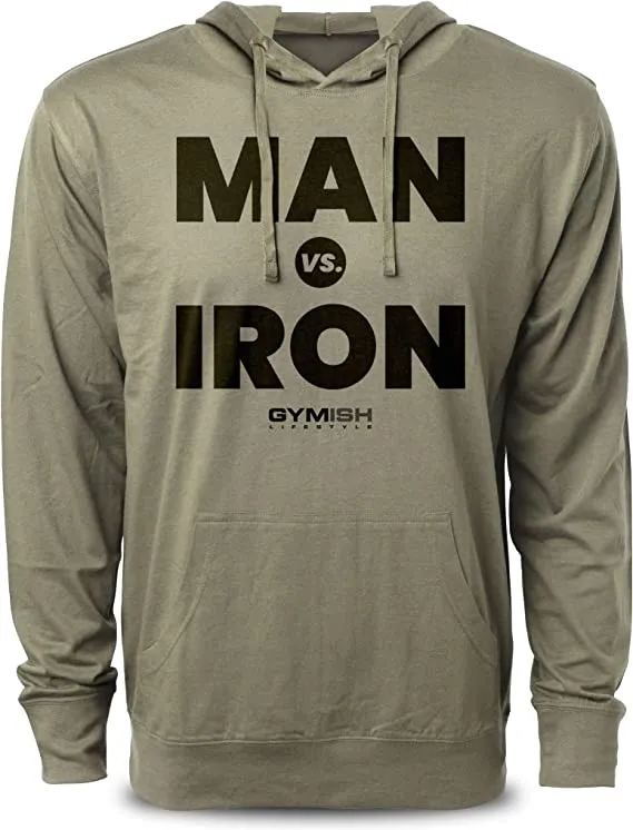 042. Man vs Iron Funny Workout Hoodie for Men