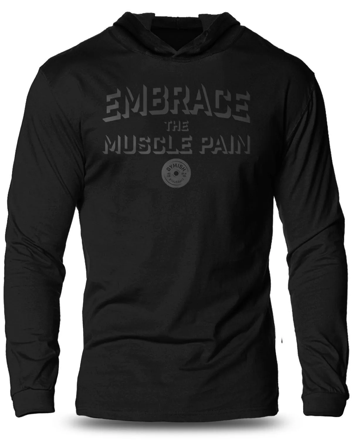 048. Embrace Muscle Pain Lightweight Long Sleeve Hooded T-shirt for Men