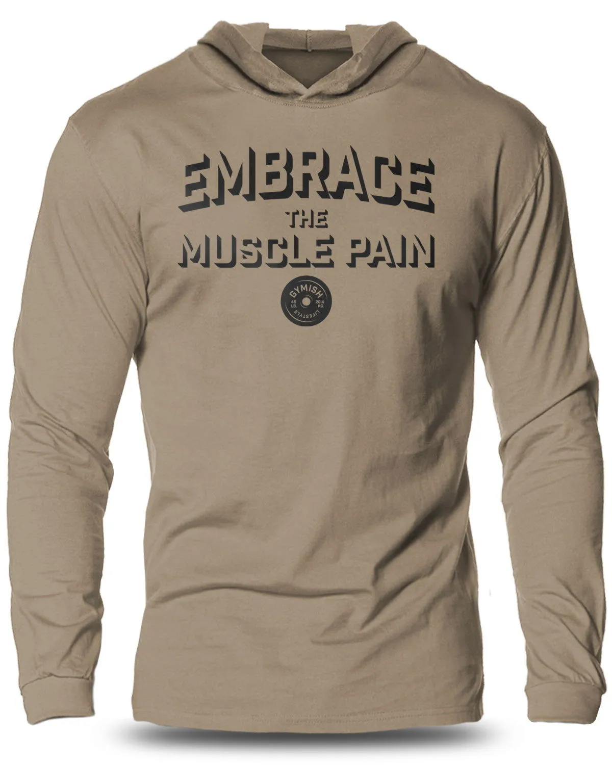 048. Embrace Muscle Pain Lightweight Long Sleeve Hooded T-shirt for Men