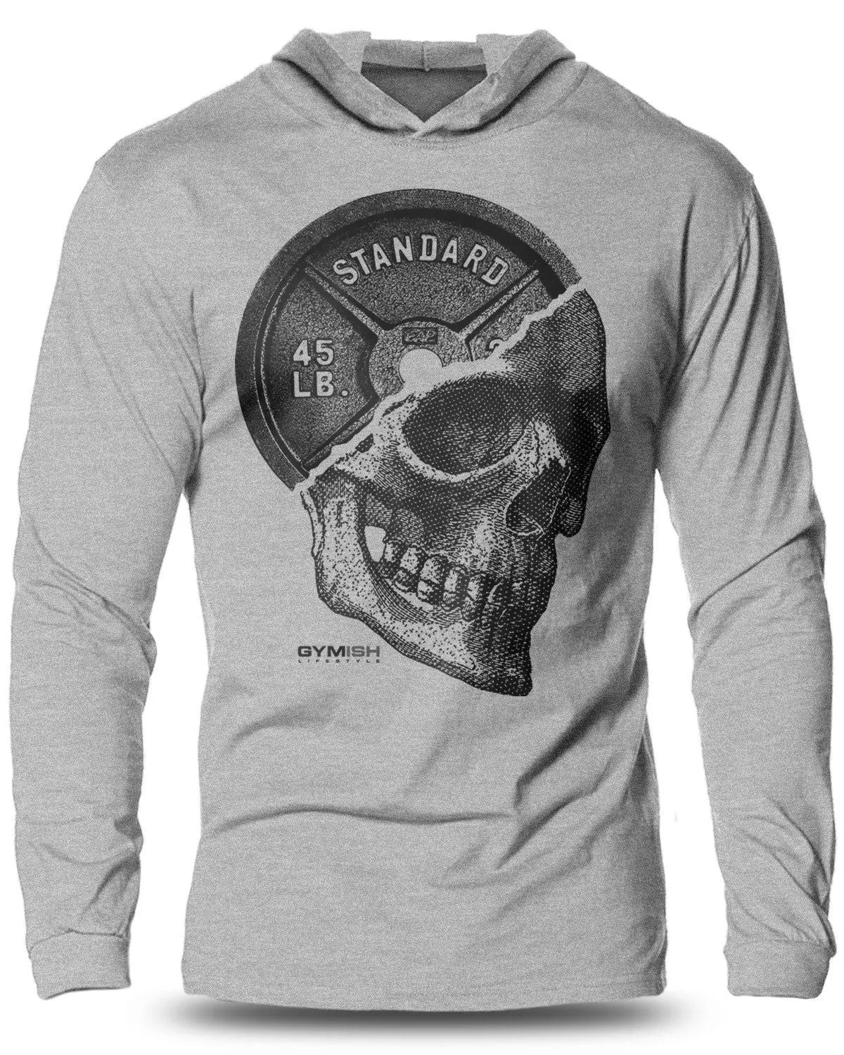 051. Skull Plate Lightweight Long Sleeve Hooded T-shirt for Men