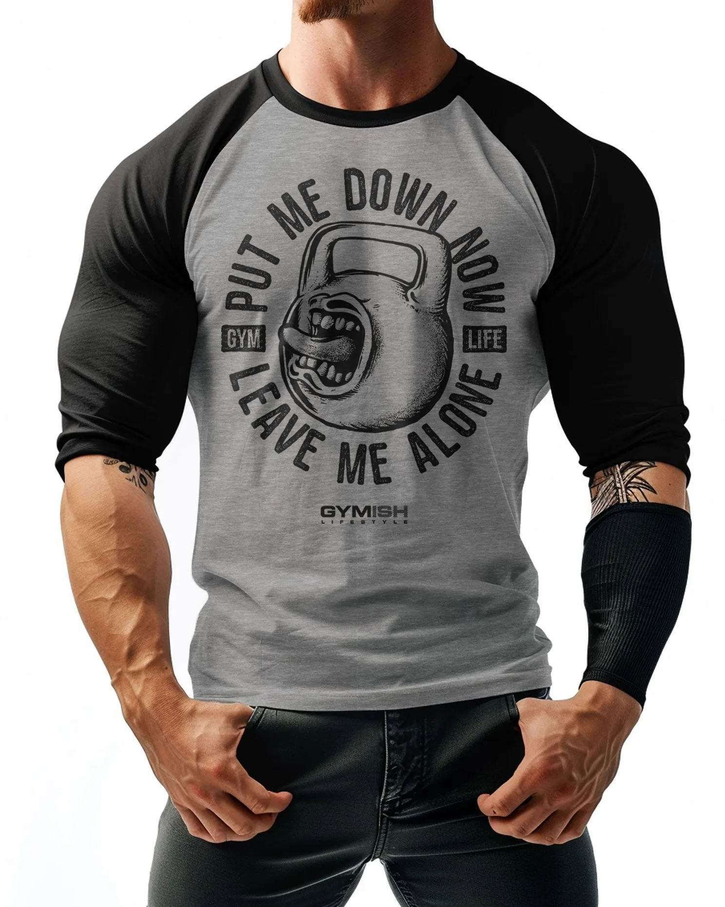 052. RAGLAN Leave Me Alone Workout Gym T-Shirt for Men