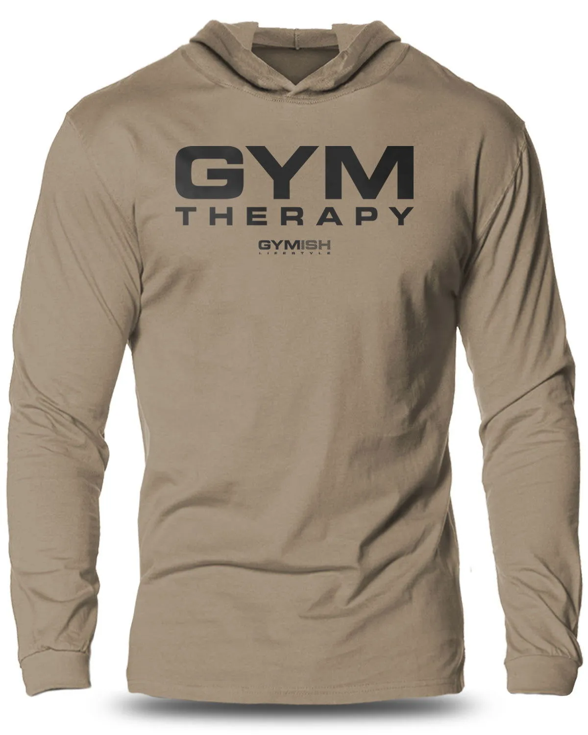 055. Gym Therapy Lightweight Long Sleeve Hooded T-shirt for Men