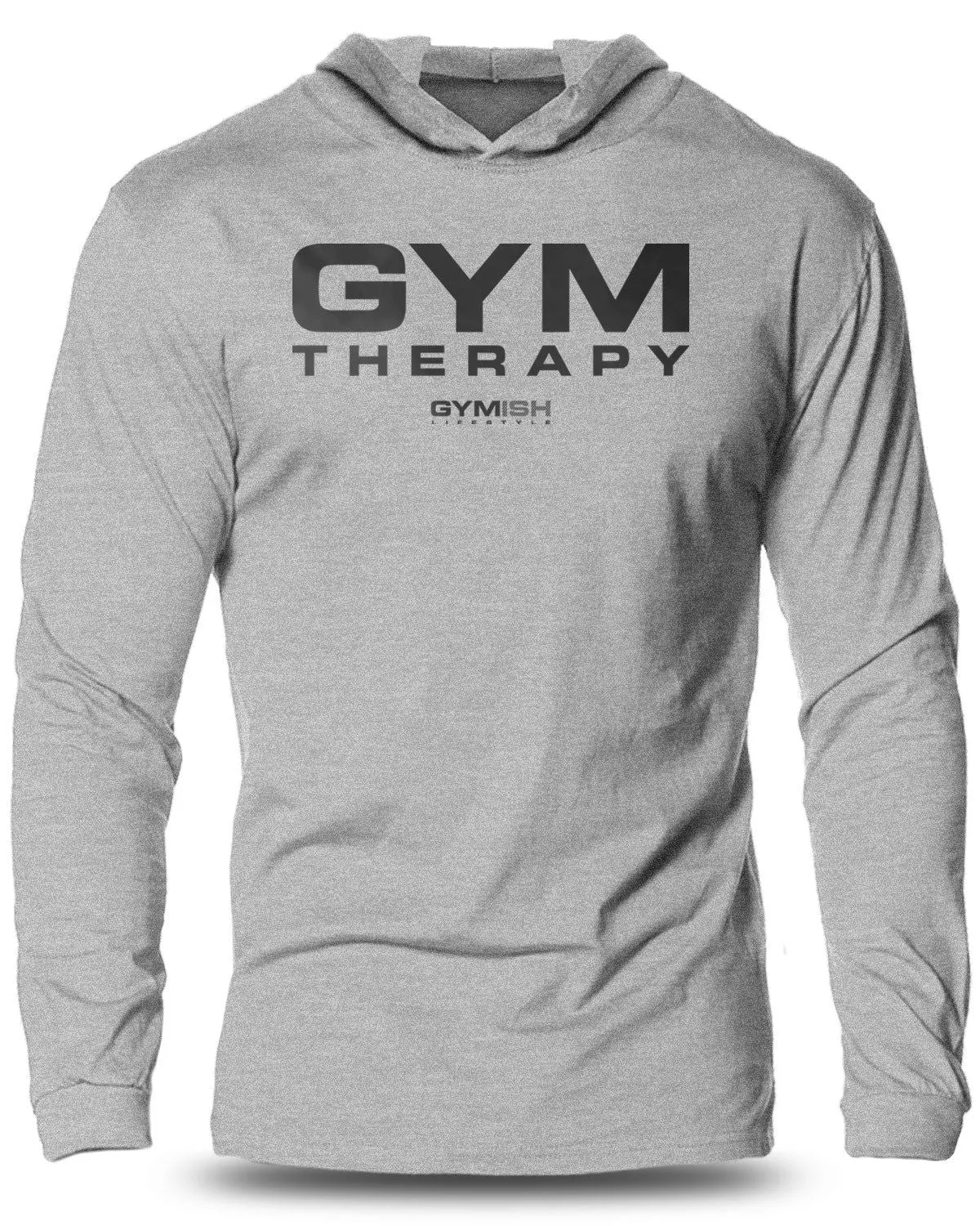 055. Gym Therapy Lightweight Long Sleeve Hooded T-shirt for Men