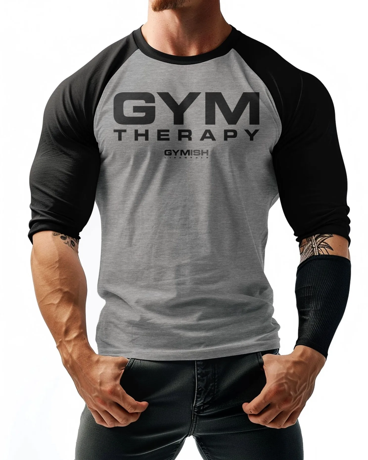 055. RAGLAN Gym Therapy Workout T-Shirt for Men