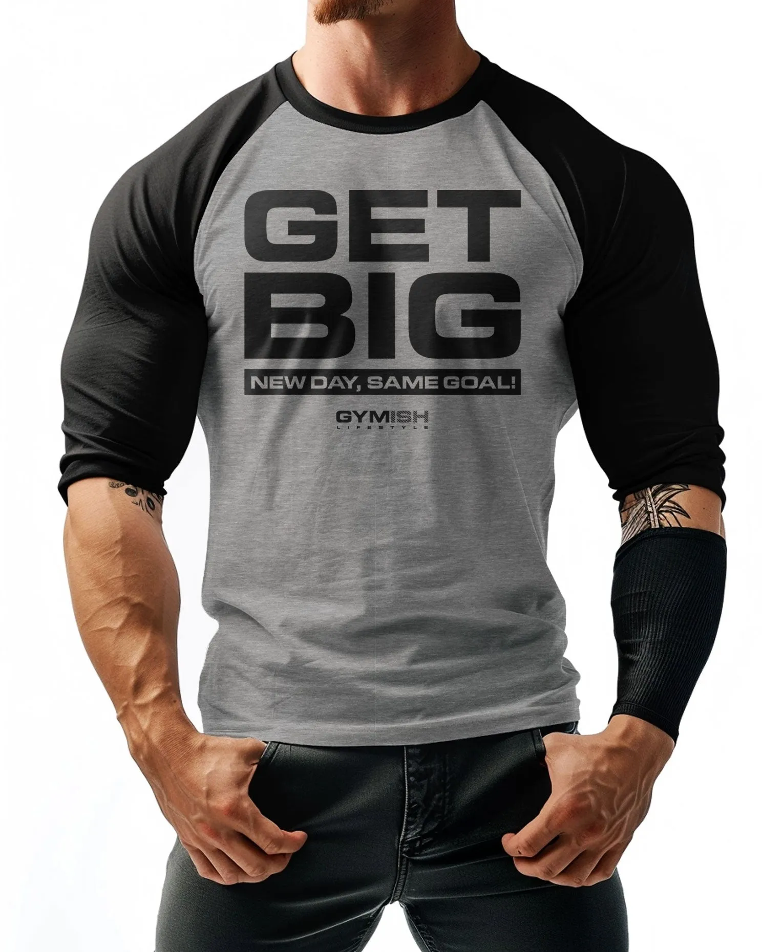 063. RAGLAN Get Big Workout Gym T-Shirt for Men