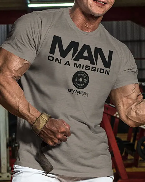 072. Man On A Mission Funny Workout Gym T-Shirt for Men