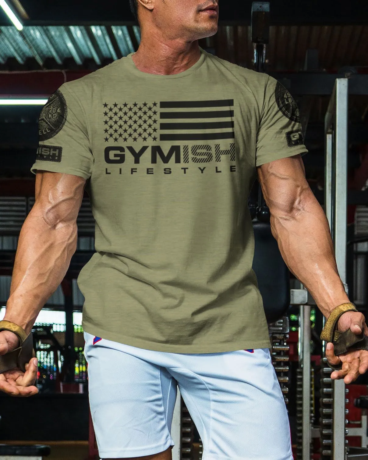 074. Gymish Flag Funny Workout Gym T-Shirt for Men