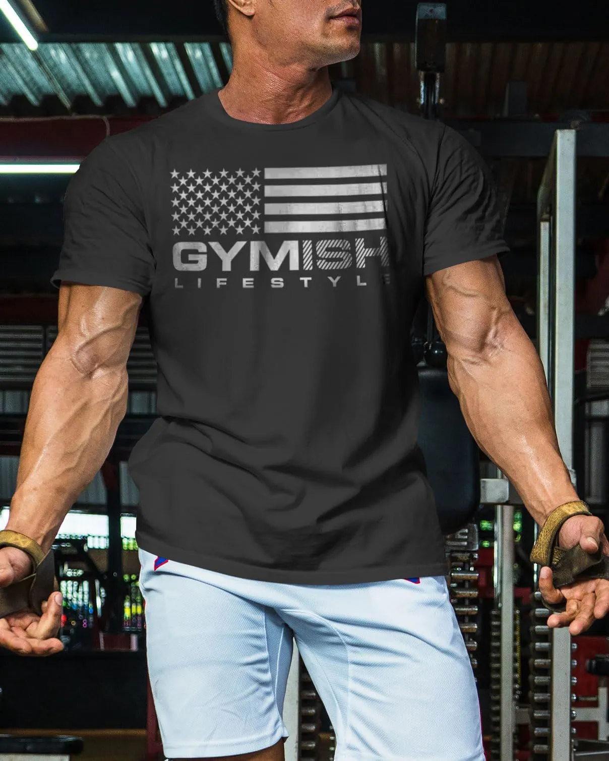 074. Gymish Flag Funny Workout Gym T-Shirt for Men
