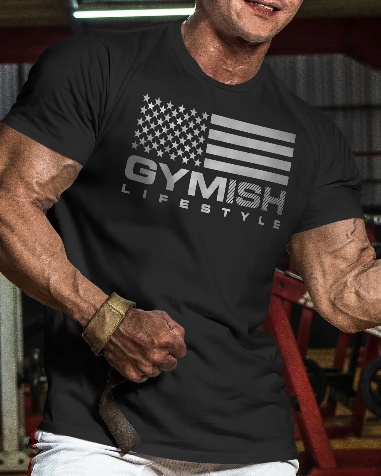 074. Gymish Flag Funny Workout Gym T-Shirt for Men