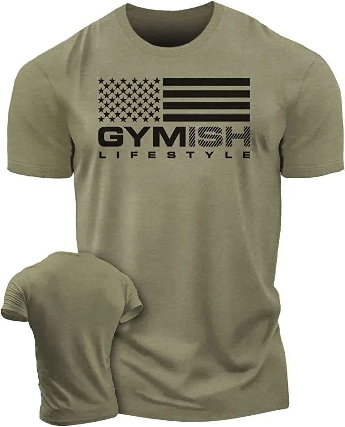 074. Gymish Flag Funny Workout Gym T-Shirt for Men