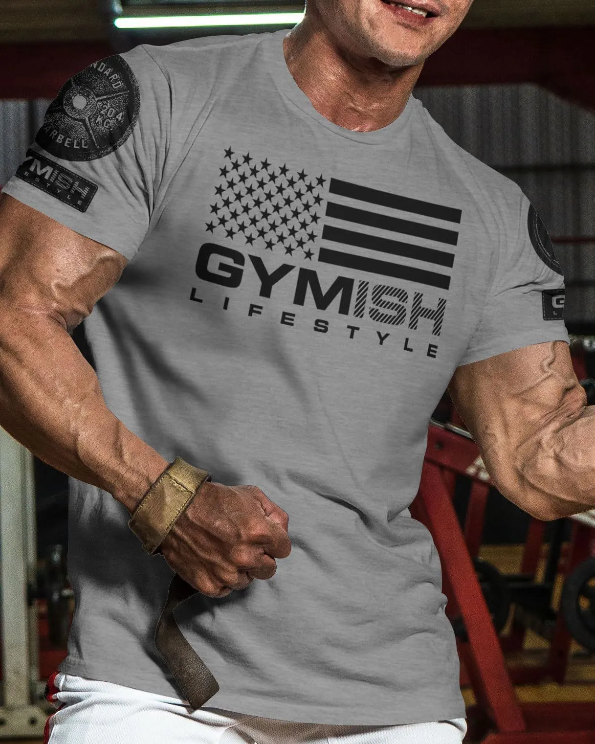 074. Gymish Flag Funny Workout Gym T-Shirt for Men