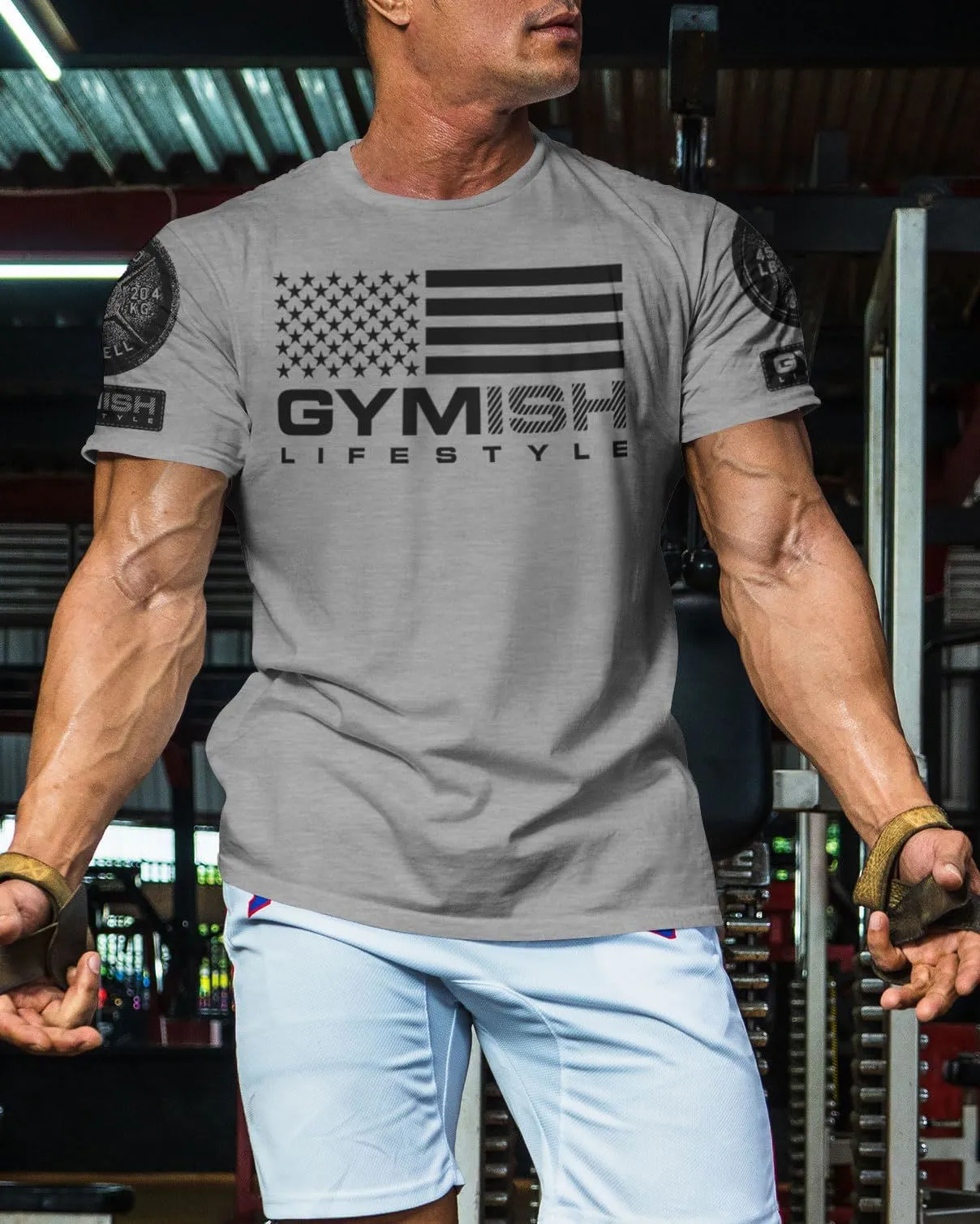 074. Gymish Flag Funny Workout Gym T-Shirt for Men