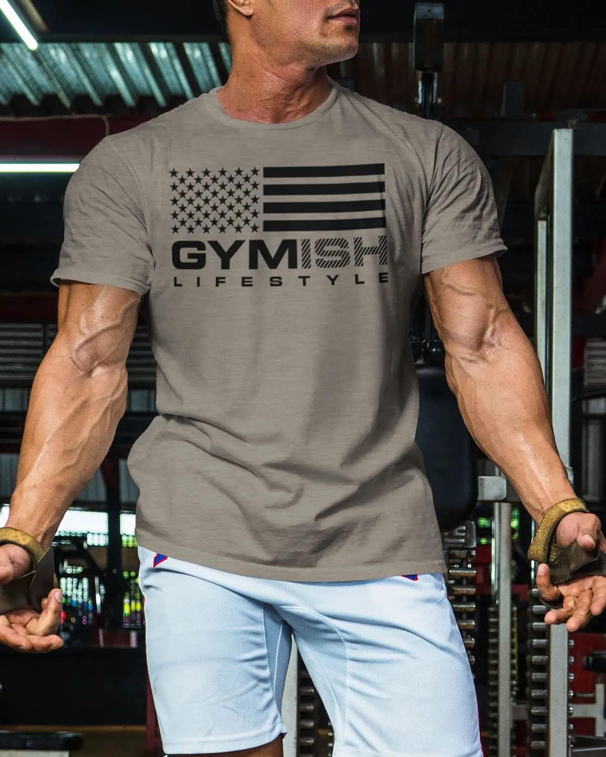 074. Gymish Flag Funny Workout Gym T-Shirt for Men