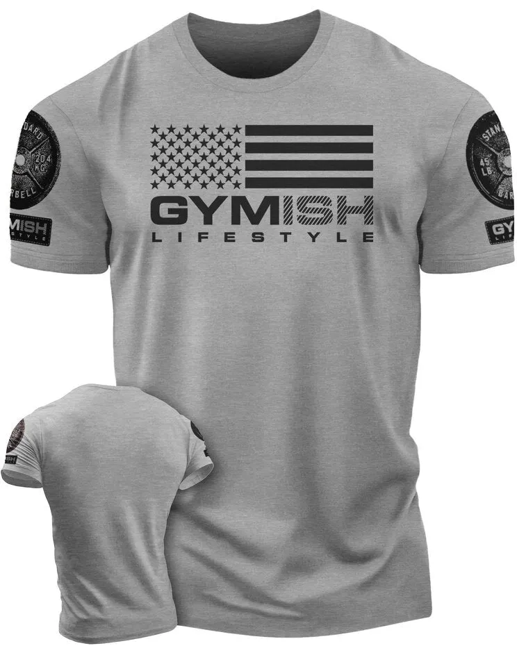 074. Gymish Flag Funny Workout Gym T-Shirt for Men