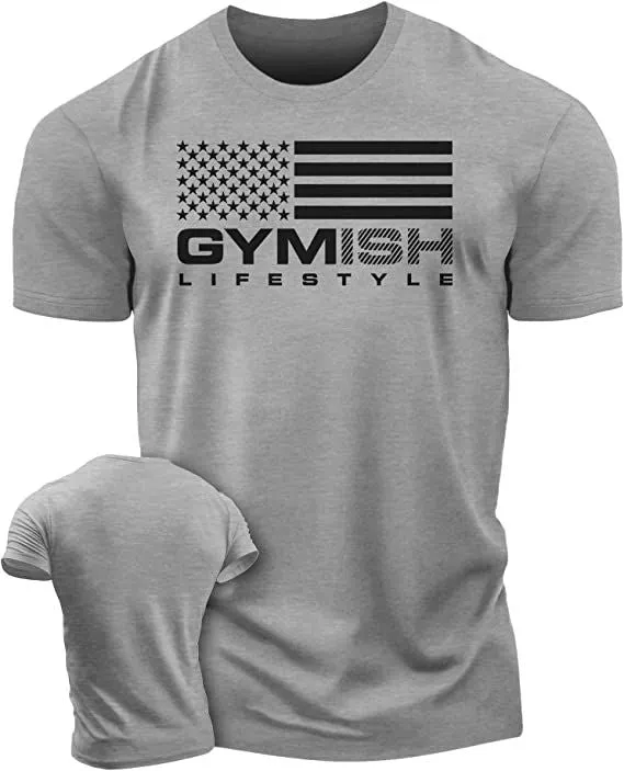 074. Gymish Flag Funny Workout Gym T-Shirt for Men