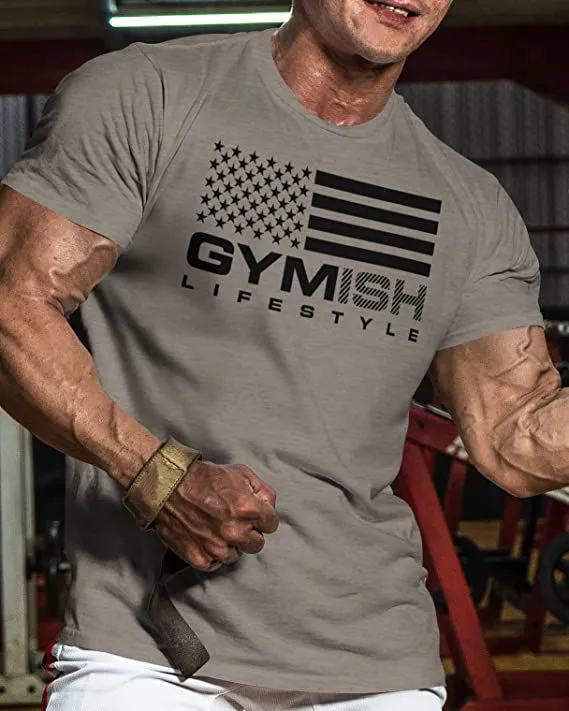 074. Gymish Flag Funny Workout Gym T-Shirt for Men