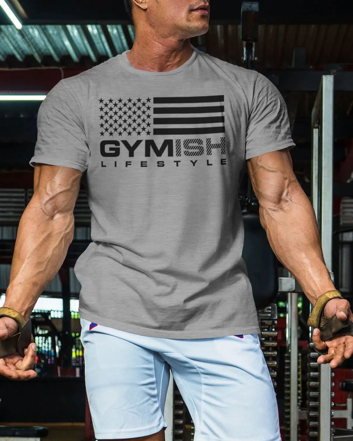 074. Gymish Flag Funny Workout Gym T-Shirt for Men