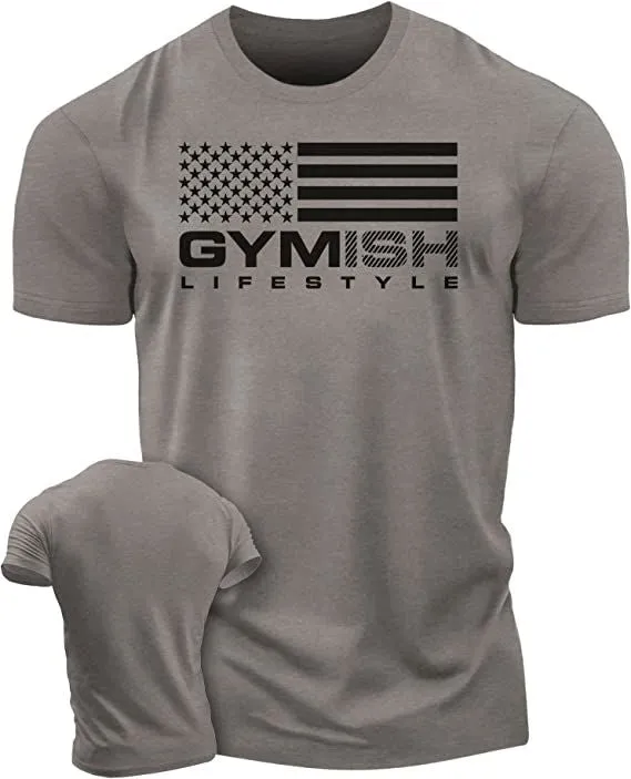 074. Gymish Flag Funny Workout Gym T-Shirt for Men