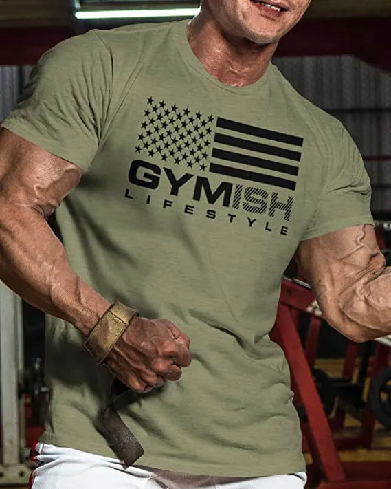 074. Gymish Flag Funny Workout Gym T-Shirt for Men