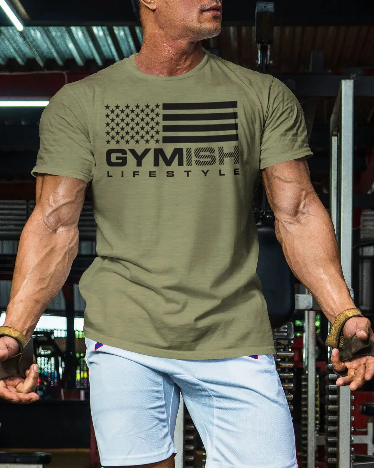 074. Gymish Flag Funny Workout Gym T-Shirt for Men