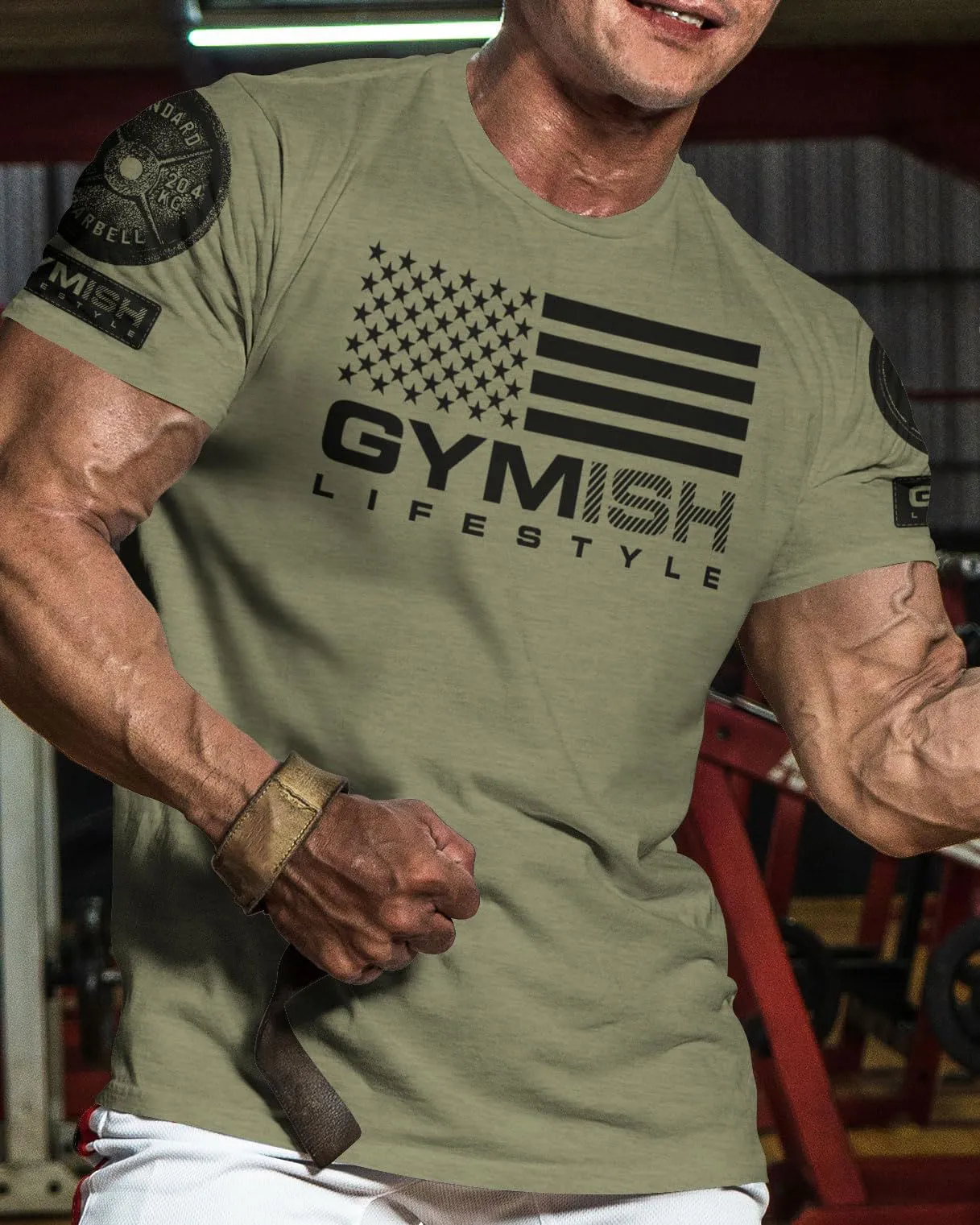 074. Gymish Flag Funny Workout Gym T-Shirt for Men