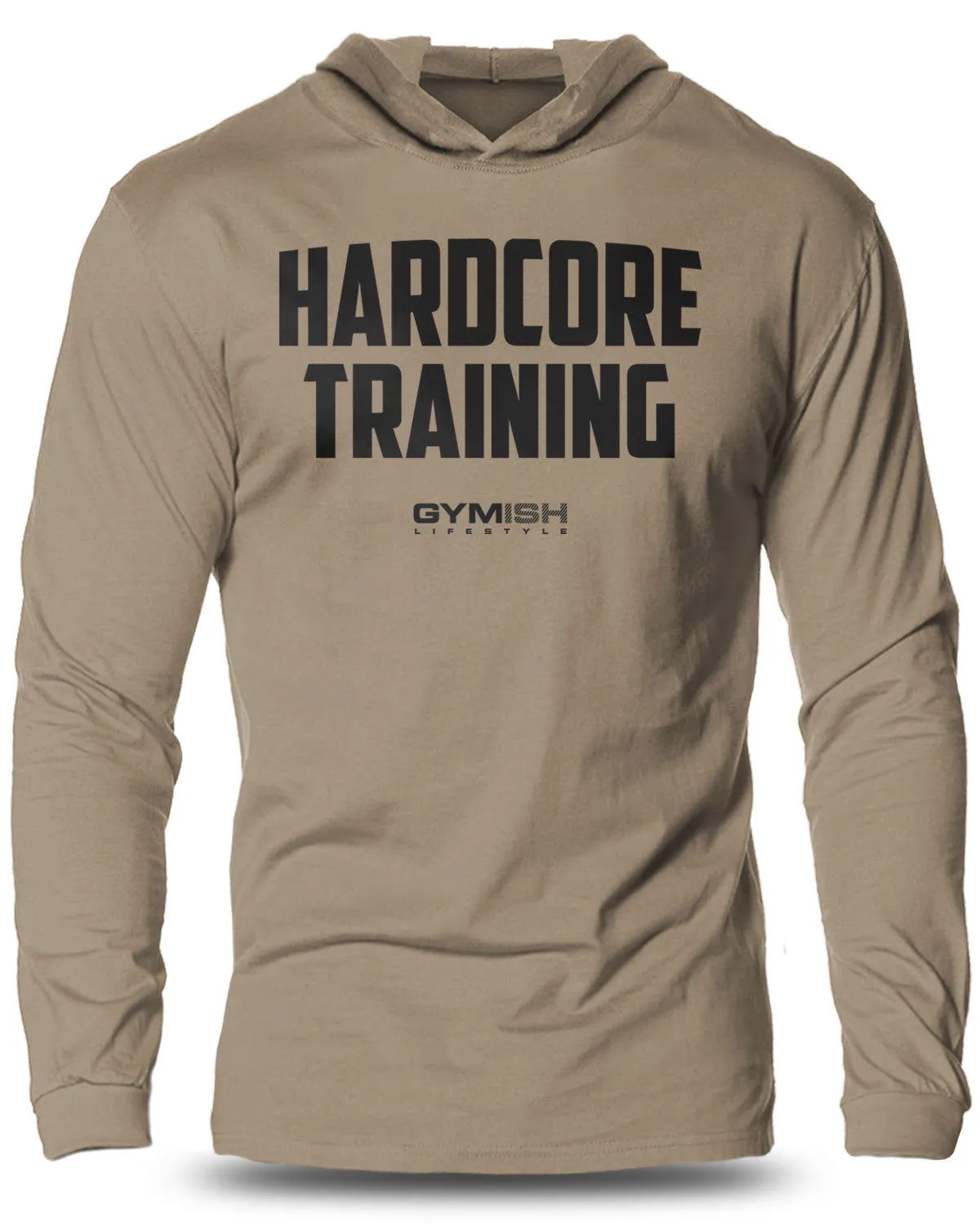 080. HARDCORE TRAINING Lightweight Long Sleeve Hooded T-shirt for Men