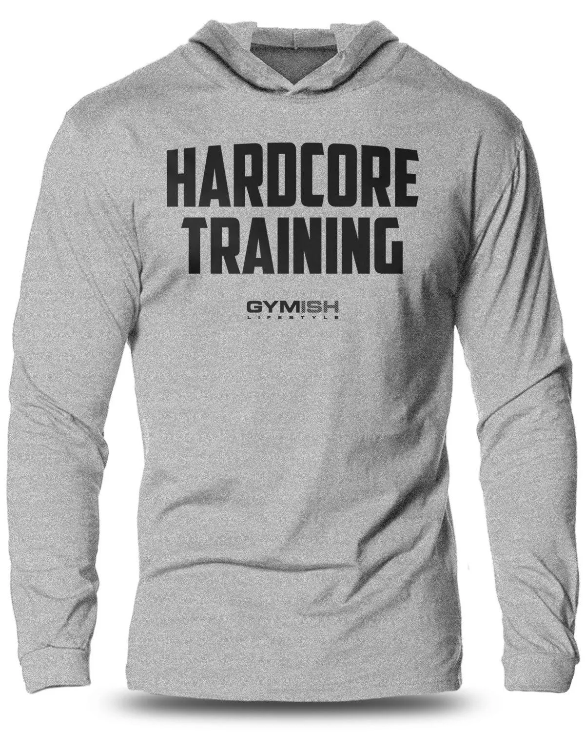080. HARDCORE TRAINING Lightweight Long Sleeve Hooded T-shirt for Men