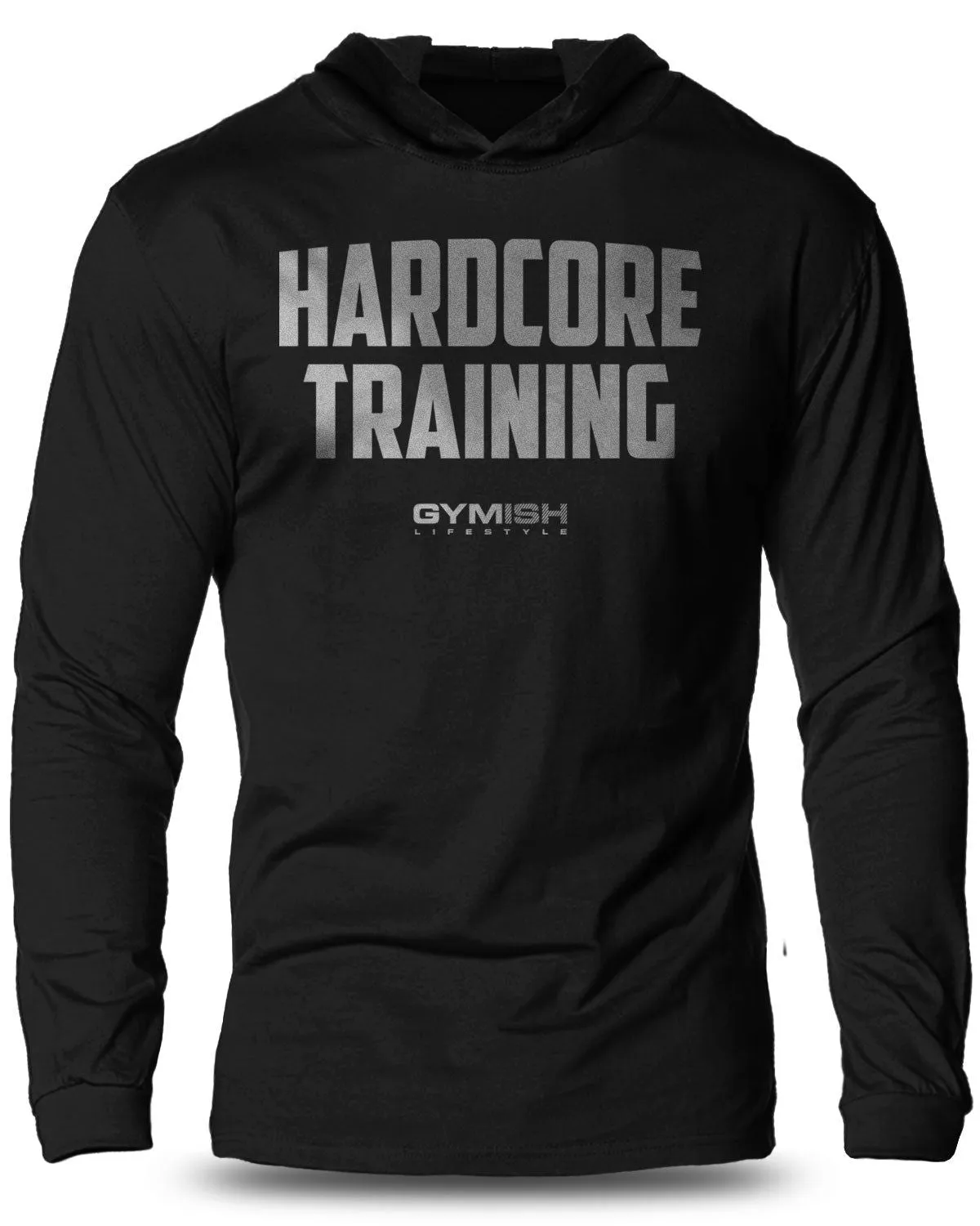 080. HARDCORE TRAINING Lightweight Long Sleeve Hooded T-shirt for Men