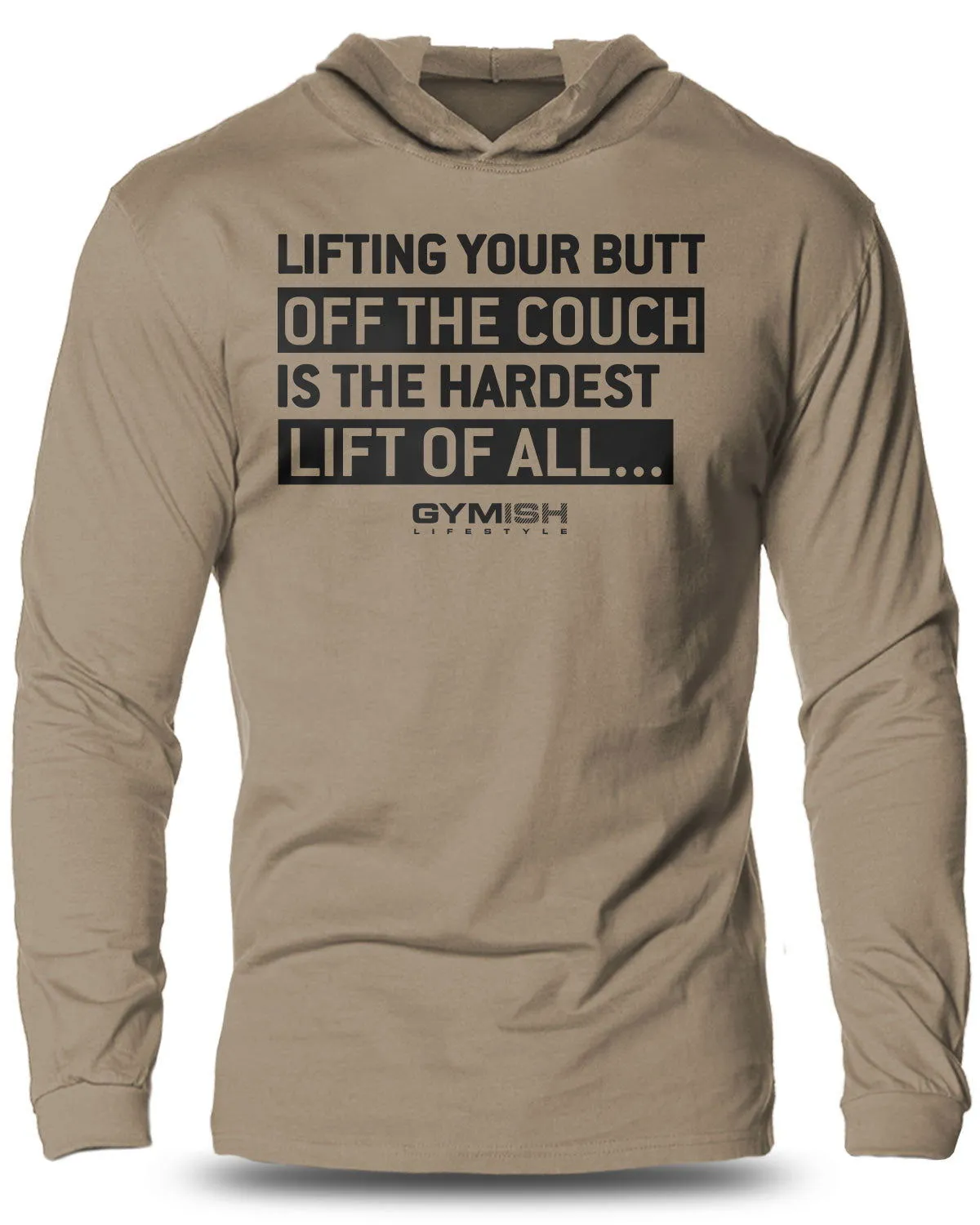 081. Hardest Lift Lightweight Long Sleeve Hooded T-shirt for Men