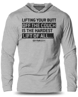 081. Hardest Lift Lightweight Long Sleeve Hooded T-shirt for Men