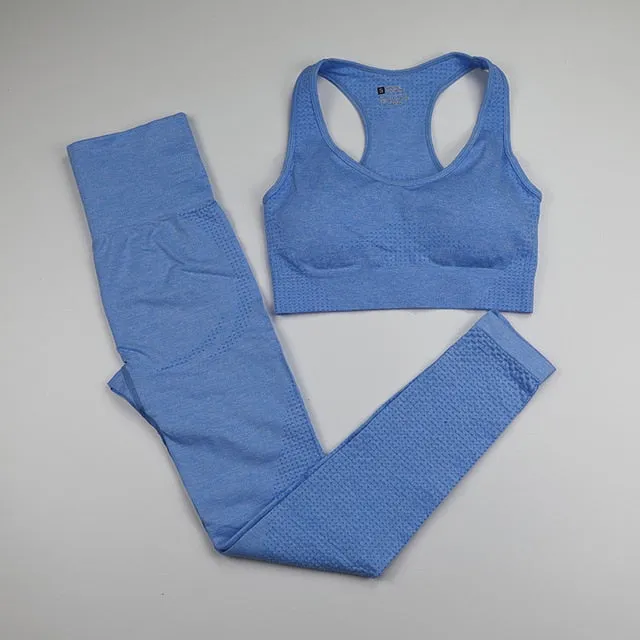 10 Colors Seamless Yoga Set Women Fitness Clothing Sportswear High Waist Gym Leggings Push Up Sport Bra 2 Piece Sports Suits