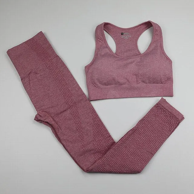 10 Colors Seamless Yoga Set Women Fitness Clothing Sportswear High Waist Gym Leggings Push Up Sport Bra 2 Piece Sports Suits