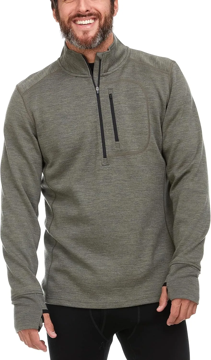100% Merino Wool Men's Expedition Weight Quarter Zip - Moisture Wicking Sweater