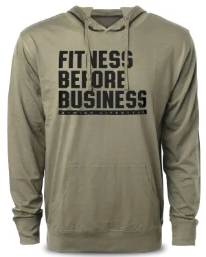 110. Fitness Before Business Funny Workout Hoodie for Men