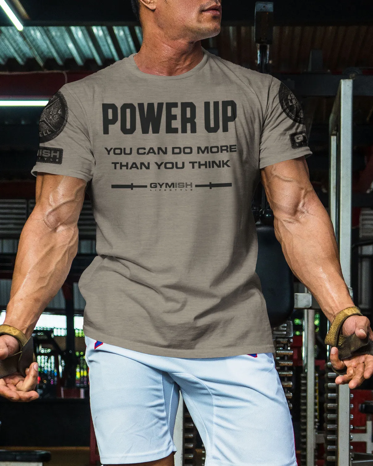 112. Power Up Funny Motivational Workout Gym T-Shirt for Men