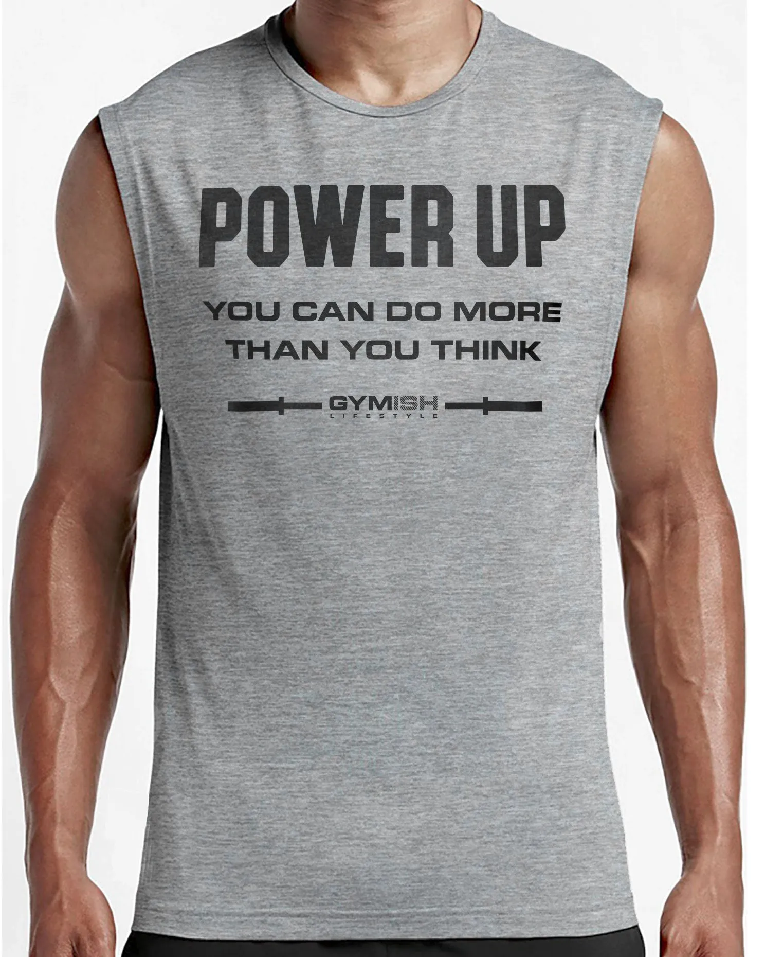 112. Power Up Workout Funny Muscle Tank Top for Men