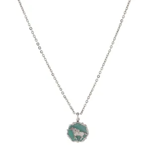 1928 Jewelry Turquoise Color Enamel Horse Pendant Necklace 16"   3" Extender