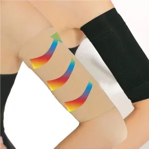 2 Pair Elastic Compression Arm Sleeves Women Weight Loss Calories Slimming Arm Shaper Massager Arm Belt Slimming Compression Arm Shaper Helps Shape Upper Arms Sleeve for Sport Fitness, Black   Nude