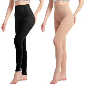 2 pairs of medical compression stockings for women and men 20-30 mmHg, progressive support tights, opaque toe-free compression trousers class 2, suitable for varicose vein edema, TVT XXL