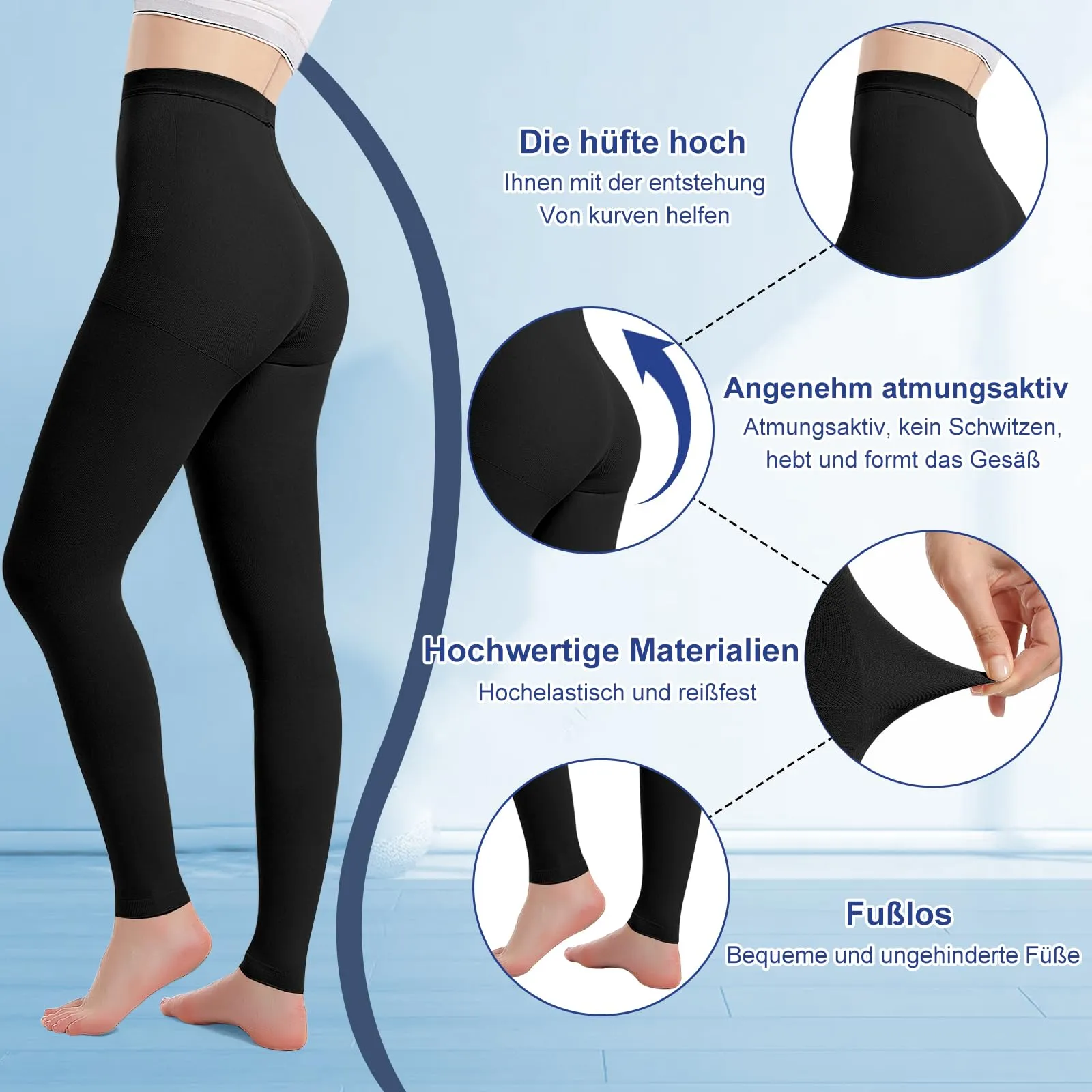 2 pairs of medical compression stockings for women and men 20-30 mmHg, progressive support tights, opaque toe-free compression trousers class 2, suitable for varicose vein edema, TVT XXL
