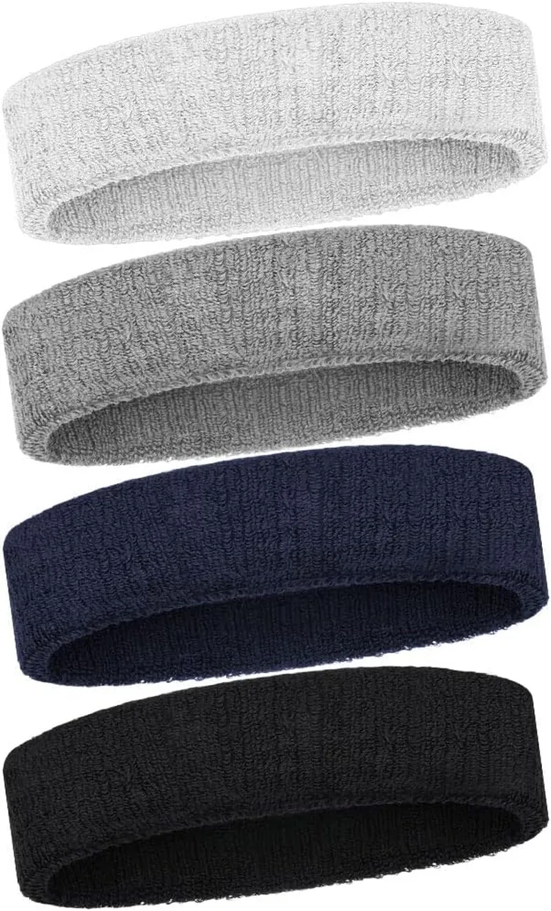 2 PCS Elastic Sports Headbands for Men/Women - With Inner Grip Strip to Keep Headband Securely in Place | Fits ALL HEAD SIZES | Sweat Wicking Fabric to Keep your Head Dry & Cool