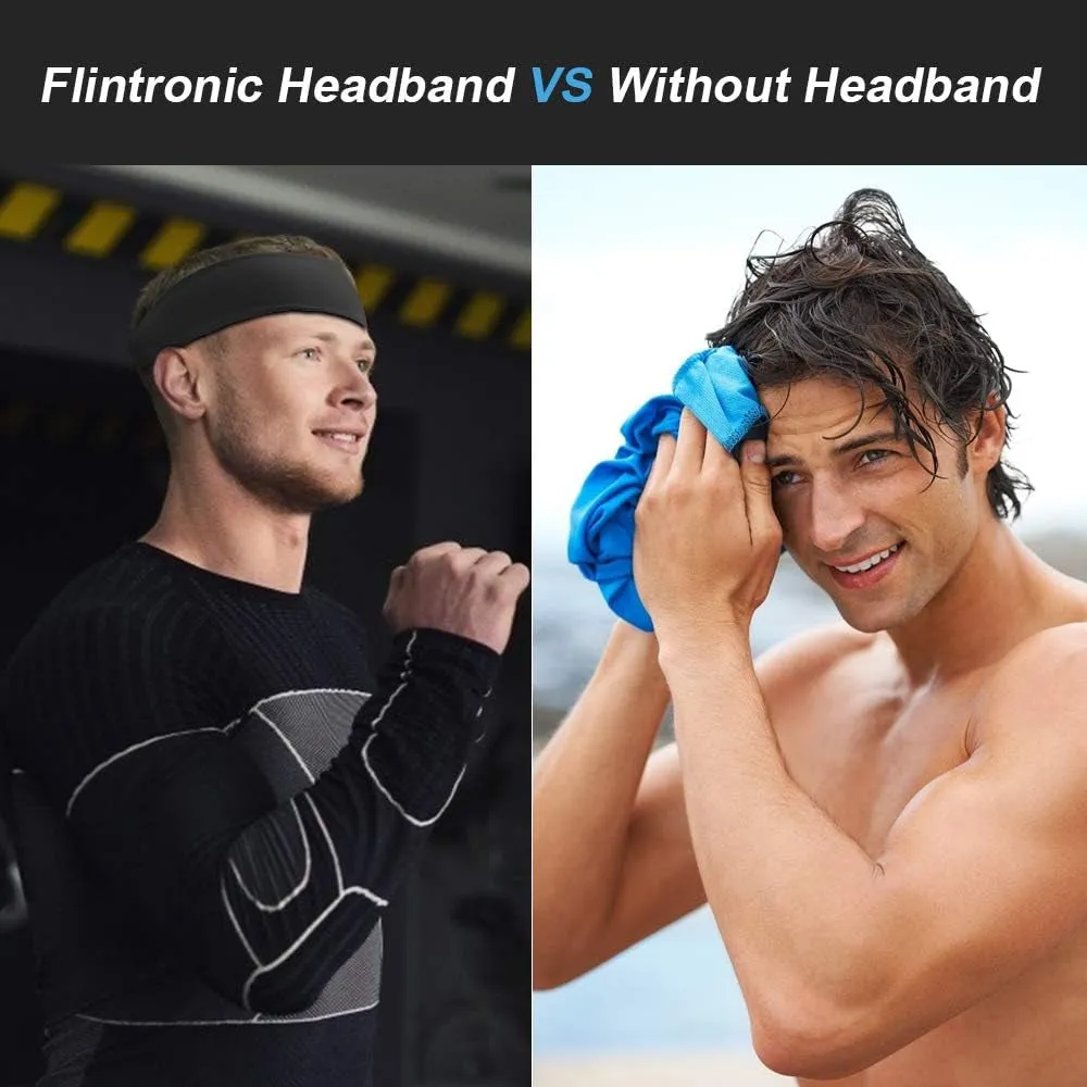 2 PCS Elastic Sports Headbands for Men/Women - With Inner Grip Strip to Keep Headband Securely in Place | Fits ALL HEAD SIZES | Sweat Wicking Fabric to Keep your Head Dry & Cool