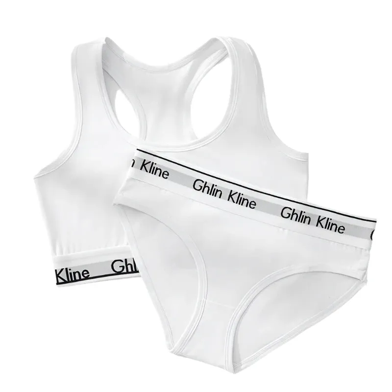 2-Piece Cotton Sports Bra & Briefs Set for Women | Tank Top & Underwear Kit (S-XL)